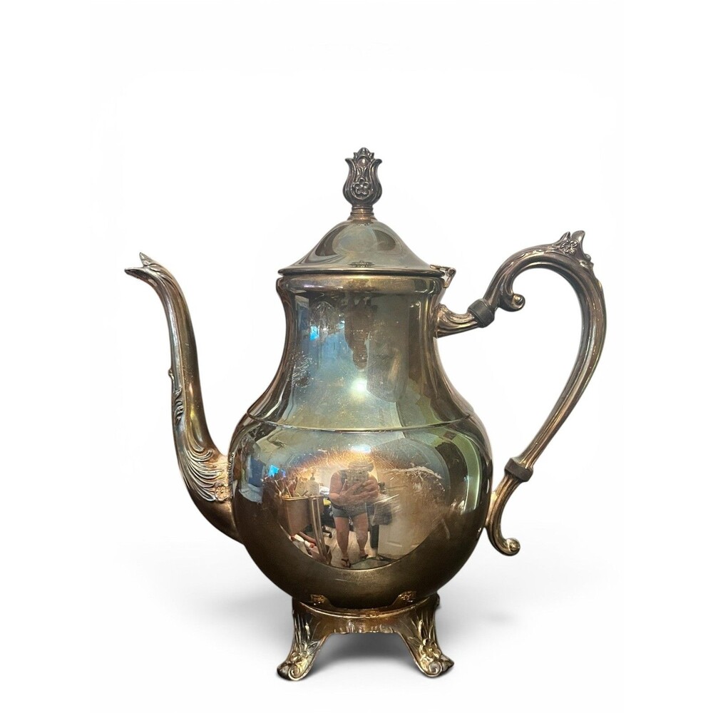 FB Rogers Silver Co Antique Tea Pot Silver Plated 10" Tall